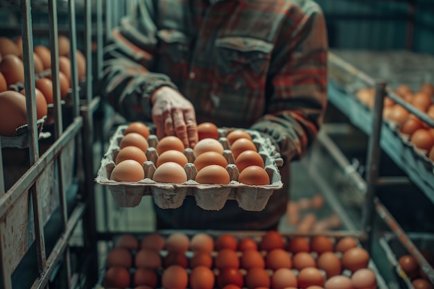 工人包装鸭蛋时的图片